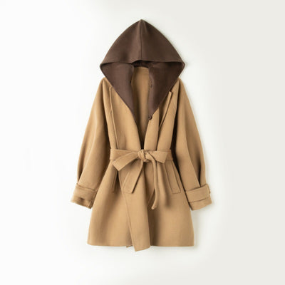Abrigo de Lana Retro Bicolor Midi para Mujer - Image 9