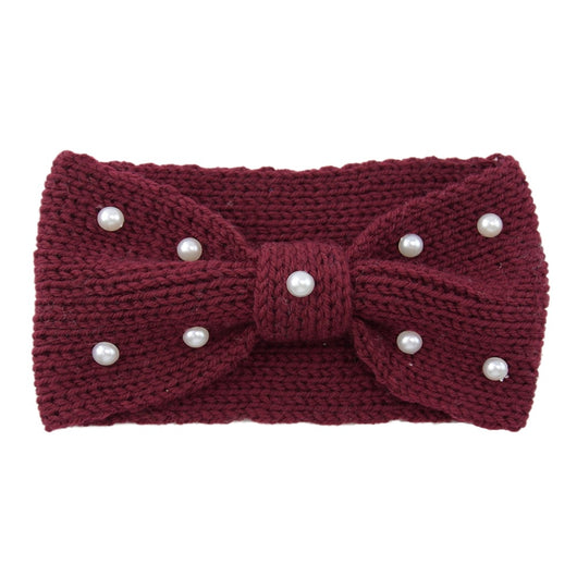 Diadema Tejida de Lana con Moño de Perlas para Mujer - Image 17