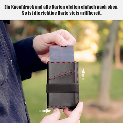Billetera Compacta de Cuero para Hombre con Porta Tarjetas en Aluminio