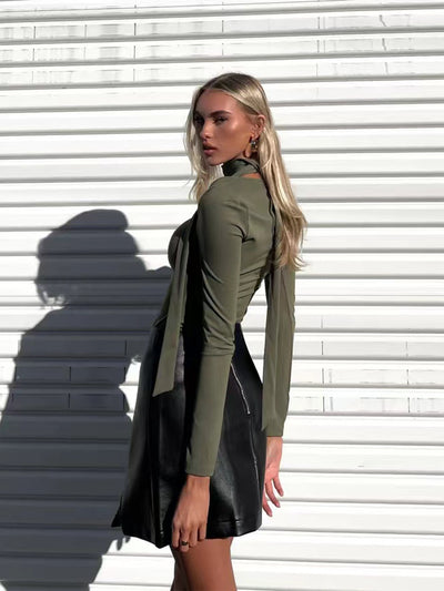 Blusa Cuello Cuadrado con Lazo Ajustada - Estilo Europeo Sofisticado para Otoño e Invierno - Image 14