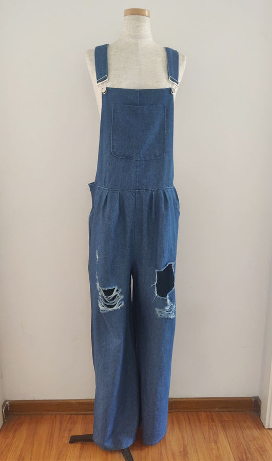 Pantalón Denim Overol Casual Rotos Talla Suelta para Mujer - Image 5