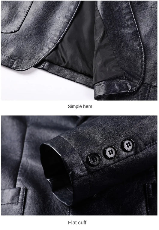 Chaqueta de Cuero PU Casual para Hombre Joven y Adulto - Image 17