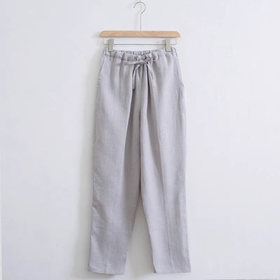 Pantalones Rectos Holgados de Algodón y Lino para Uso Casual - Image 8