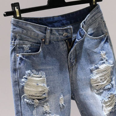 Pantalones Harem Rotos Estilo Coreano - Jeans Sueltos Versátiles para Mujer - Image 6