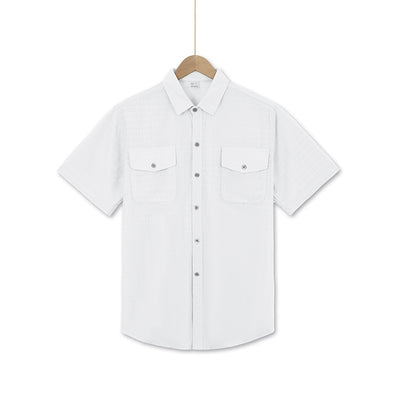 Camisa Suelta de Solapa Lisa para Hombre - Estilo Casual Festivo - Image 18