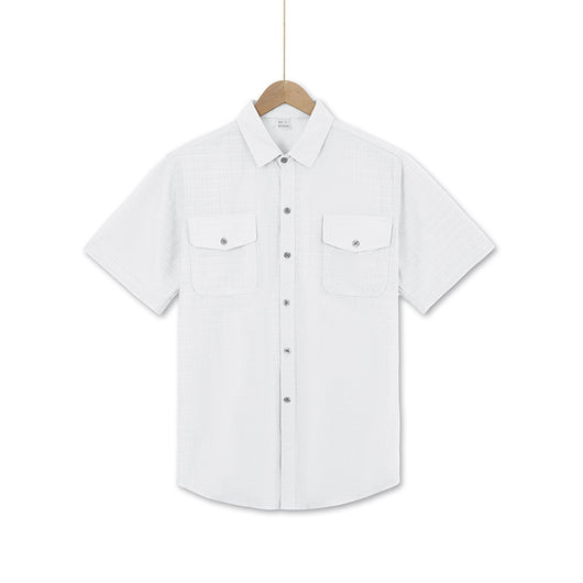 Camisa Suelta de Solapa Lisa para Hombre - Estilo Casual Festivo - Image 18