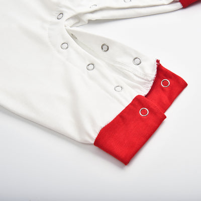 White and red Christmas pajama set with "Ho Ho HO!" text and fair isle patterned pants. - Image 14
