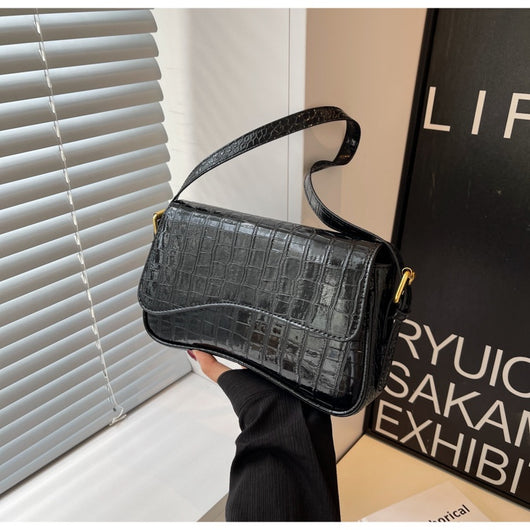 Bolso de Hombro Mujer Cuero PU Patrón Piedra con Hebilla Metálica - Image 11