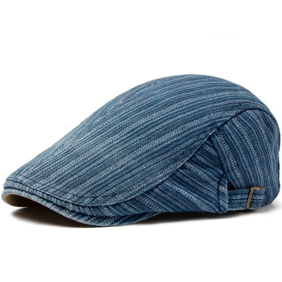 Boina Retro de Algodón Denim Lavado con Costura Británica para Hombre - Image 9