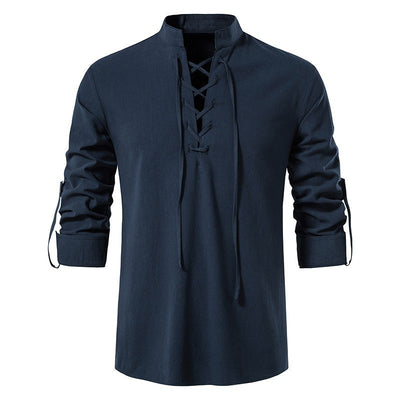 Camisa Cuello Mao Manga Larga Algodón y Lino - Image 26