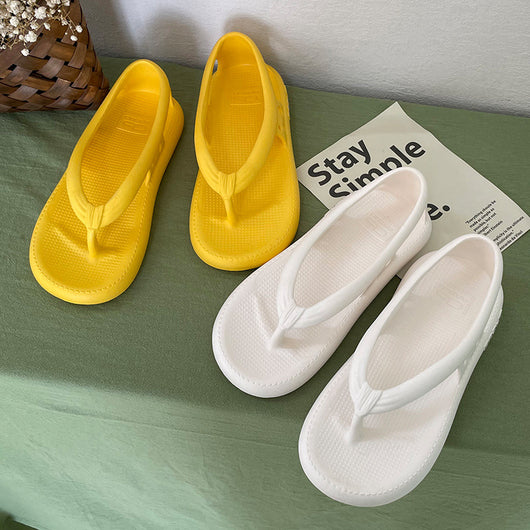 Chanclas de Verano para Mujer con Suela Gruesa y Colores Sólidos