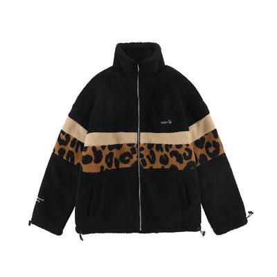 Abrigo de Lana de Cordero Hombre Estampado Leopardo - Corte Holgado y Cálido - Image 2