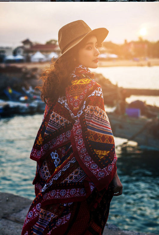 Pareo Bohemio Oversized con Protección Solar - Estilo Étnico - Image 14