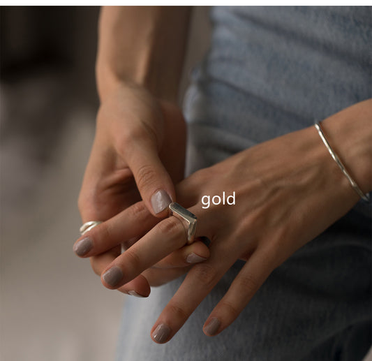 Anillo de Perla Geométrico Minimalista para Mujer - Image 2