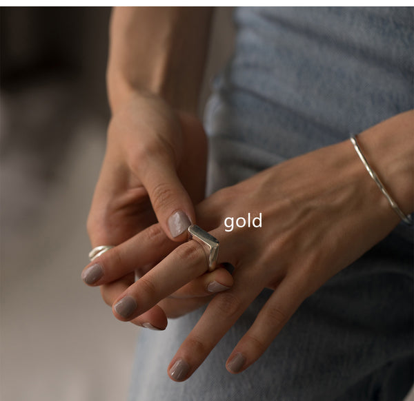 Anillo de Perla Geométrico Minimalista para Mujer