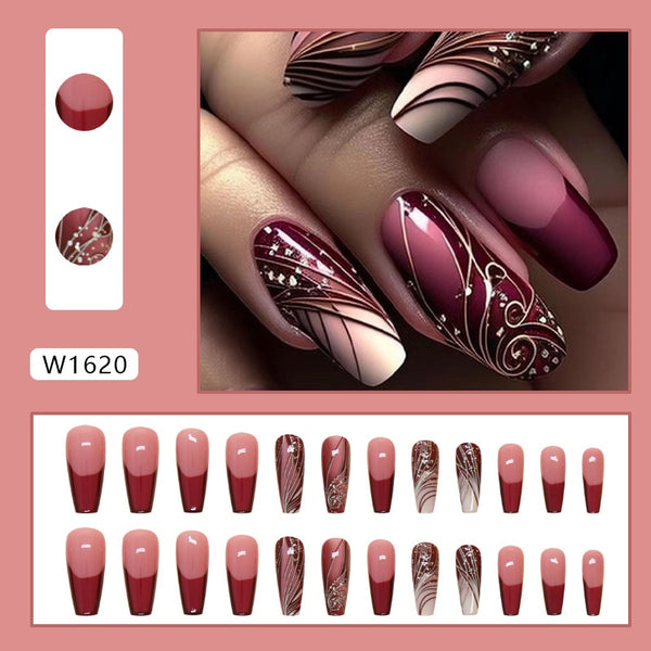 Uñas Postizas Adhesivas con Diseño de Líneas - Removibles y Reutilizables - Image 6