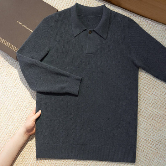 Suéter Tejido Suelto con Solapa para Hombre - Estilo Casual Moderno - Image 6