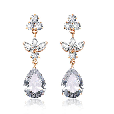 Aretes de Circonita Gota de Agua Larga para Mujer - Image 5