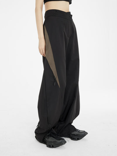 Pantalón Ancho Mujer con Cintura Ajustada y Textura Oblicua - Image 3