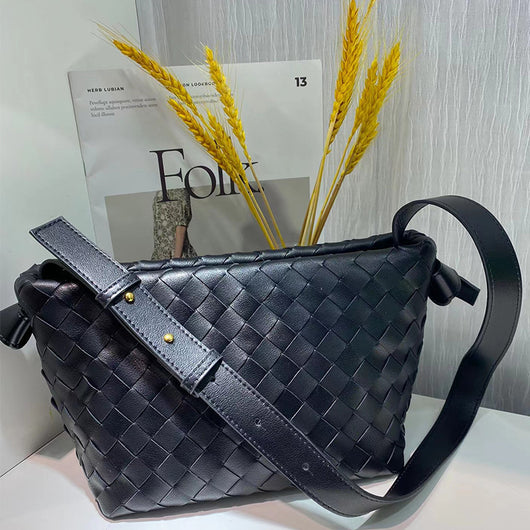 Bolso Mensajero Tejido de Cuero con Gran Capacidad para Mujer - Image 11