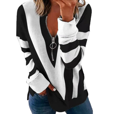 Playera de Manga Larga con Estampado V y Cierre en Pecho - Image 5