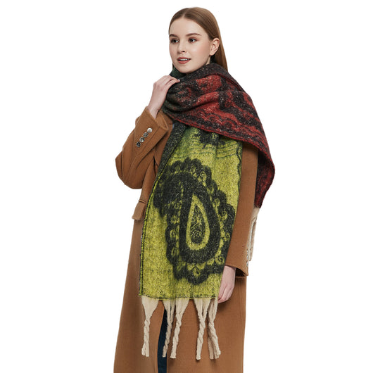 Bufanda Jacquard Paisley con Flecos Gruesos - Image 3
