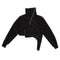 Sudadera Cuello Alto con Cierre Diagonal y Dobladillo Irregular