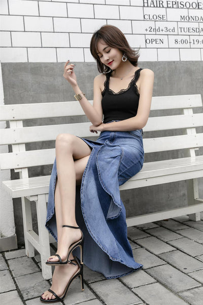 Falda Sirena Denim Cintura Alta Media Pierna - Image 5