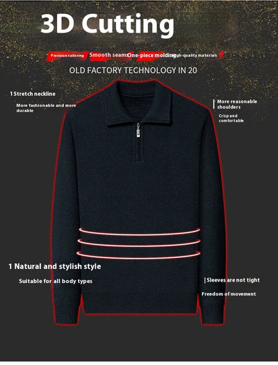 Suéter de Lana 100% Premium con Cuello Solapa - Manga Larga Tejida para Hombre - Image 20