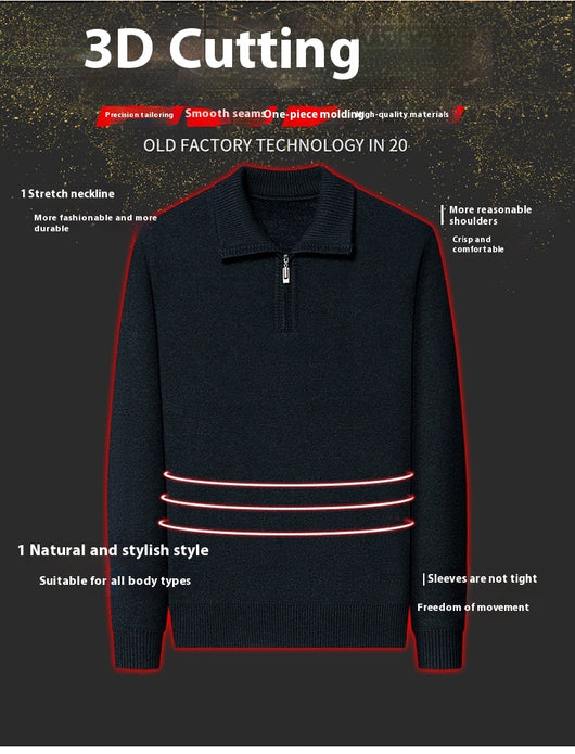 Suéter de Lana 100% Premium con Cuello Solapa - Manga Larga Tejida para Hombre - Image 20