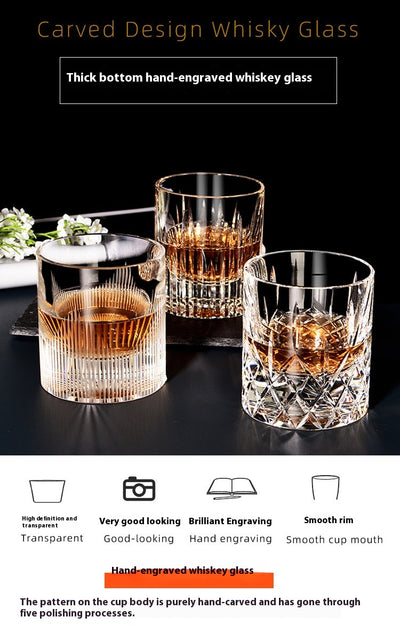 Vaso de Whiskey de Cristal Tallado a Mano - Diseño Lujo Ligero con Boca Ancha - Image 27