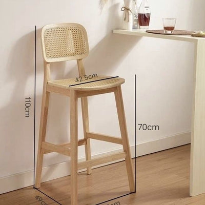 Taburete de Bar Ovalado en Ratán Tejido con Madera de Hule Maciza - Image 17
