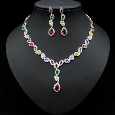 Conjunto de Collar, Aretes y Pulsera de Circonia Cúbica - Joyería Nupcial Elegante - Image 8