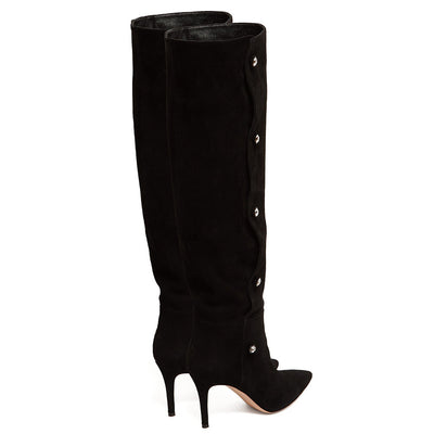 Botas Altas Negras de Tacón Fino Punta Afilada - Image 3