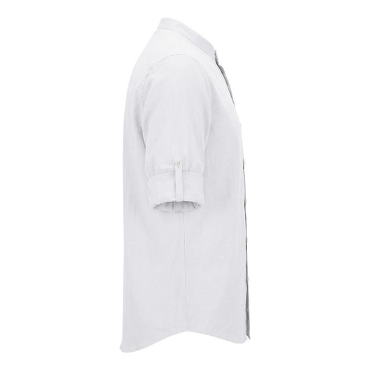 Camisa de Lino Estilo Americano con Cuello Mao y Mangas Medianas para Hombre - Image 16