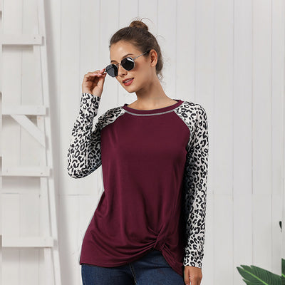 Blusa Leopardo con Mangas Largas y Dobladillo Anudado - Image 13