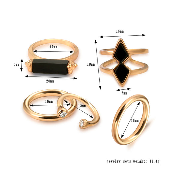 Juego de Anillos Articulados Chapados en Oro 18K con Gemas