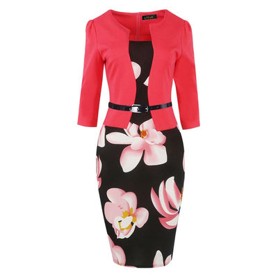 Vestido Slim Estampado con Efecto Dos Piezas para Mujer - Image 12