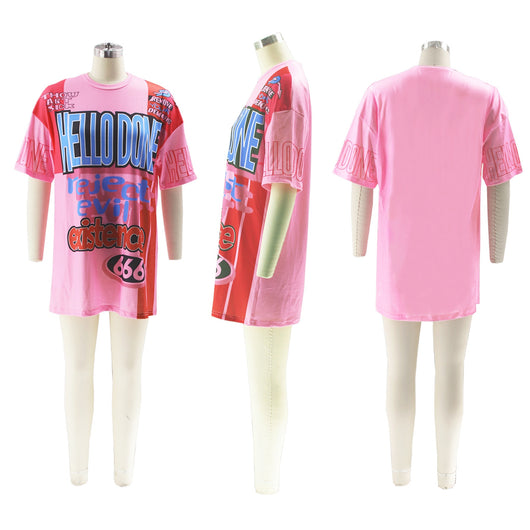 Polera Cuello Redondo Oversized Letras Multicolor Estilo Urbano - Image 63