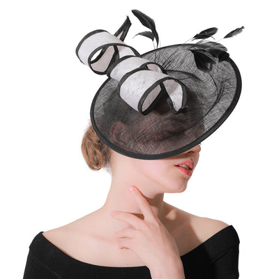 Sombrero de Malla Elegante para Novia y Eventos Formales Blanco y Negro - Image 14