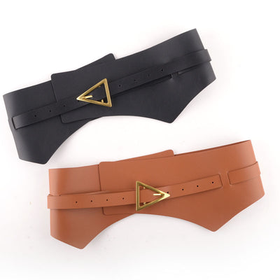 Cinturón Ancho de Cuero Sintético PU con Hebilla Triangular para Mujer - Image 7