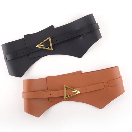 Cinturón Ancho de Cuero Sintético PU con Hebilla Triangular para Mujer - Image 7