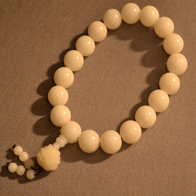 Pulsera Rosario de Jade Blanco Natural con Raíz Bodhi - 18 Cuentas - Image 5