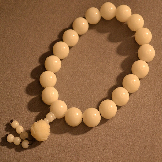 Pulsera Rosario de Jade Blanco Natural con Raíz Bodhi - 18 Cuentas - Image 5