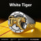 Prata Pura 990 Azul Dragão Branco Tigre Zhuque Xuanwu Hipster Retrô Fofoca Branco Tigre Abertura Ajustável