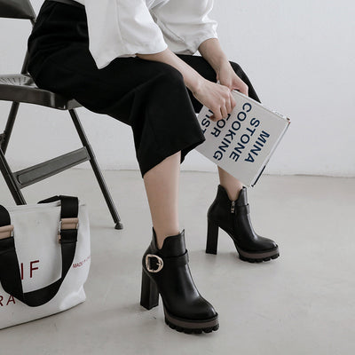 Botas Cortas Impermeables con Plataforma y Tacón Alto para Mujer - Image 5
