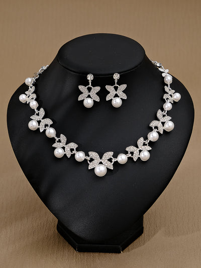 Conjunto de Aretes y Collar con Perlas y Cristales para Mujer - Image 28
