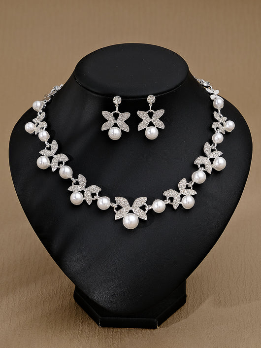 Conjunto de Aretes y Collar con Perlas y Cristales para Mujer - Image 28