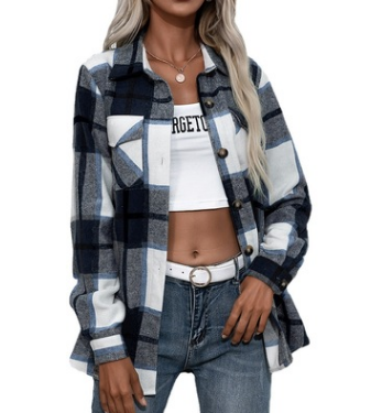 Camisa Suéter Cuadros Cashmere Grueso Holgada y Cómoda - Image 15