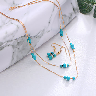 Conjunto de Collar y Aretes Turquesa Redondo - Image 6